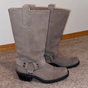 Genuine 1976 Beige Leather Seude Harness Boots